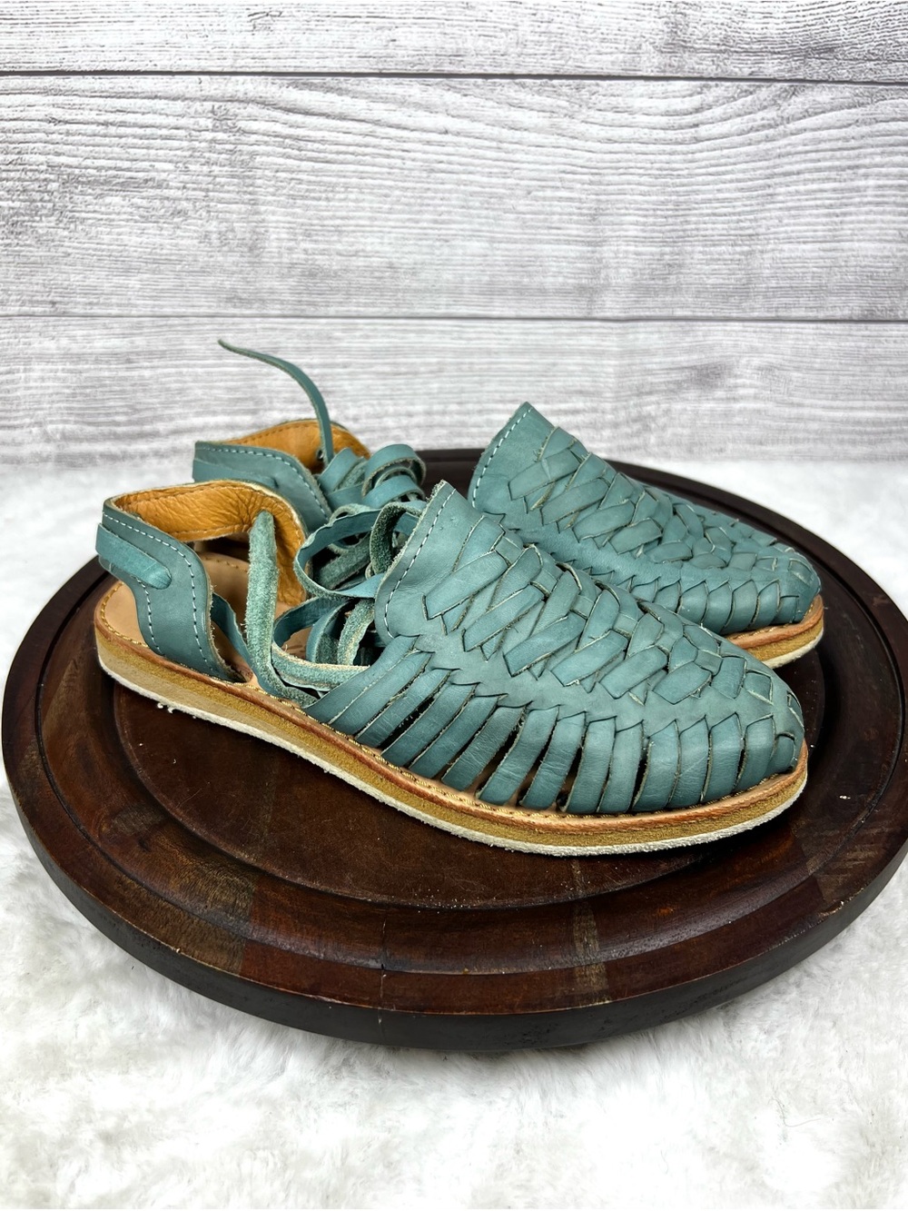 Agave Girl Women’s Mexican Sandals Handmade Leather Lace Up Size 4/ US 6 Boho